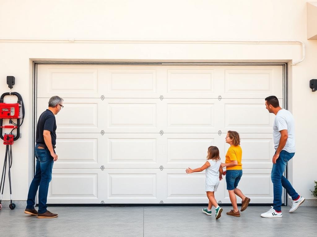 Family-safe garage door with modern pinch protection panels